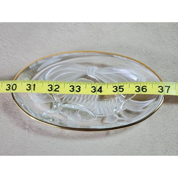 Studio Nova Mikasa Oval Candy Dish Christmas Gilded Bells 7" Gold Trim 80's Vtg - Picture 12 of 12